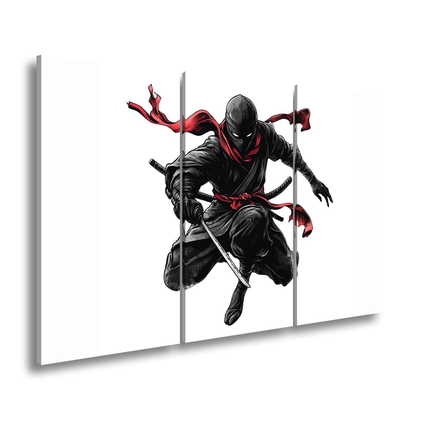 Leinwandbild Lautloser Ninja im Sprung, ein Wirbel aus Kraft und Stille - deyoli