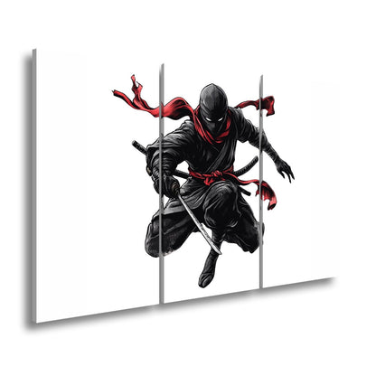 Leinwandbild Lautloser Ninja im Sprung, ein Wirbel aus Kraft und Stille - deyoli
