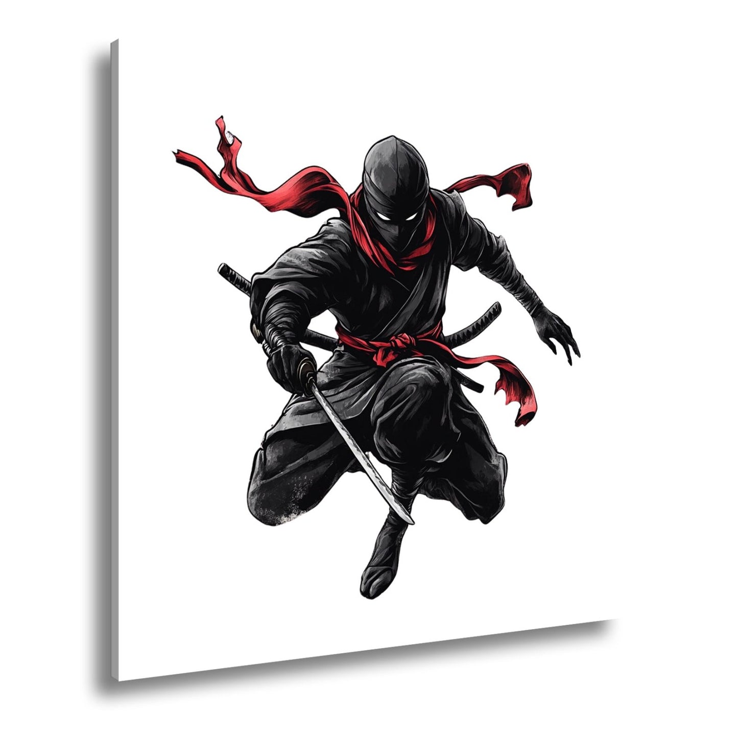 Leinwandbild Lautloser Ninja im Sprung, ein Wirbel aus Kraft und Stille - deyoli