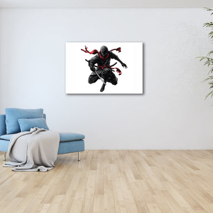 Leinwandbild Lautloser Ninja im Sprung, ein Wirbel aus Kraft und Stille - deyoli