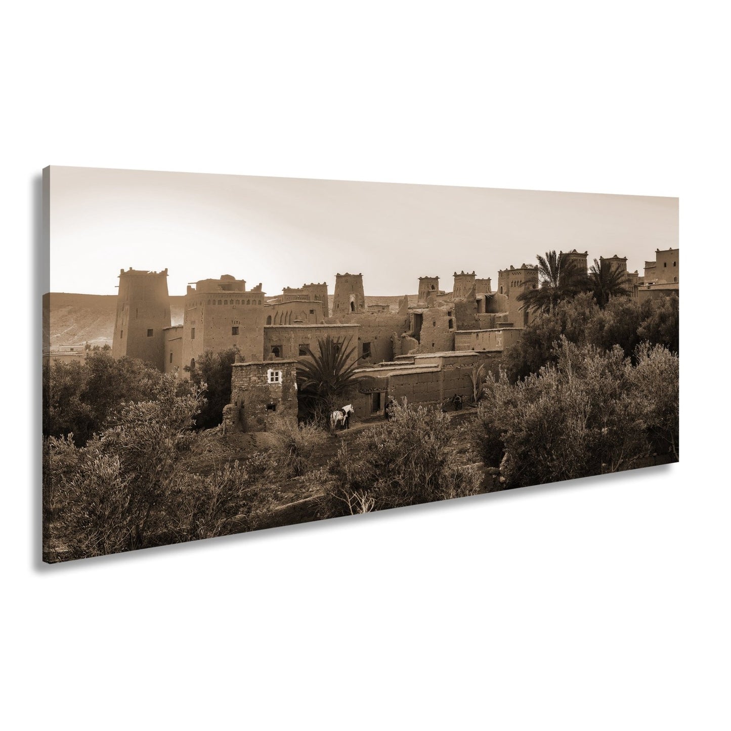 Leinwandbild Lehmrote Kasbah im goldenen Sonnenlicht XXL – Architektur Marokko - deyoli