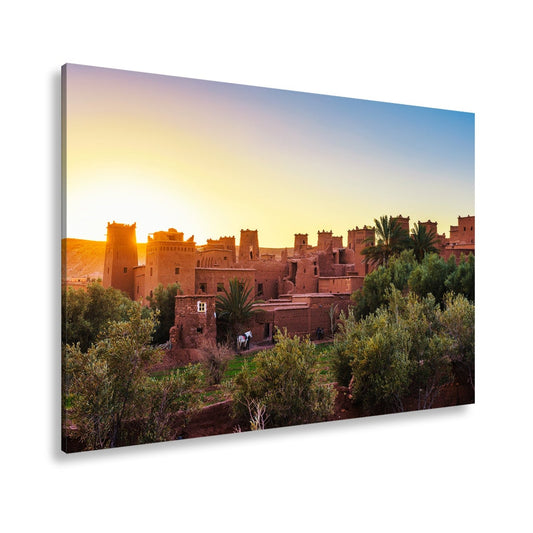 Leinwandbild Lehmrote Kasbah im goldenen Sonnenlicht XXL – Architektur Marokko - deyoli