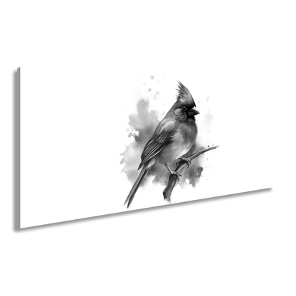 Leinwandbild Leuchtend roter Kardinal auf Ast in Aquarellstil - deyoli