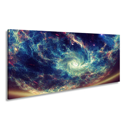 Leinwandbild Leuchtende Galaxie – Wirbelt durch das All XXL Wandbild - deyoli
