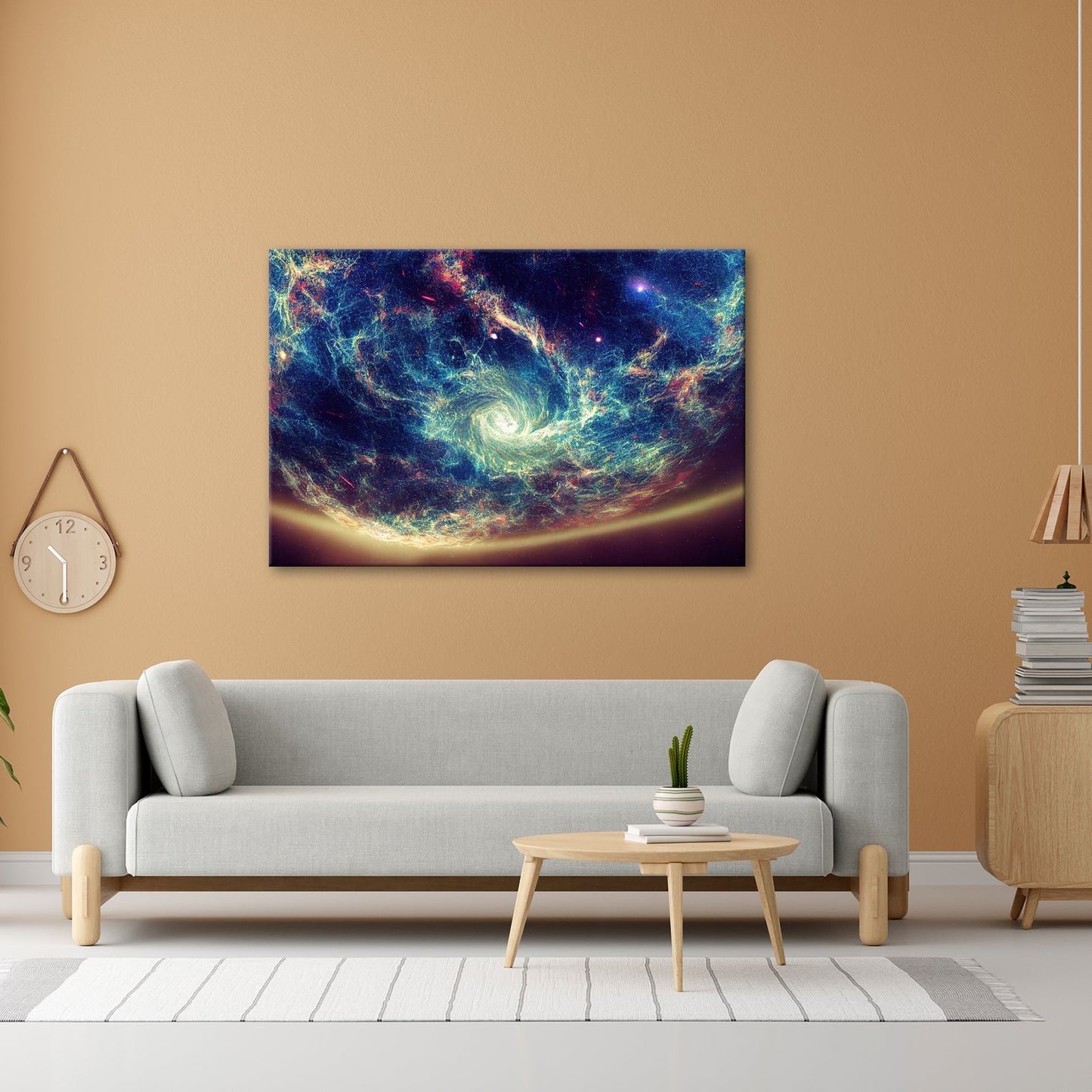 Leinwandbild Leuchtende Galaxie – Wirbelt durch das All XXL Wandbild - deyoli