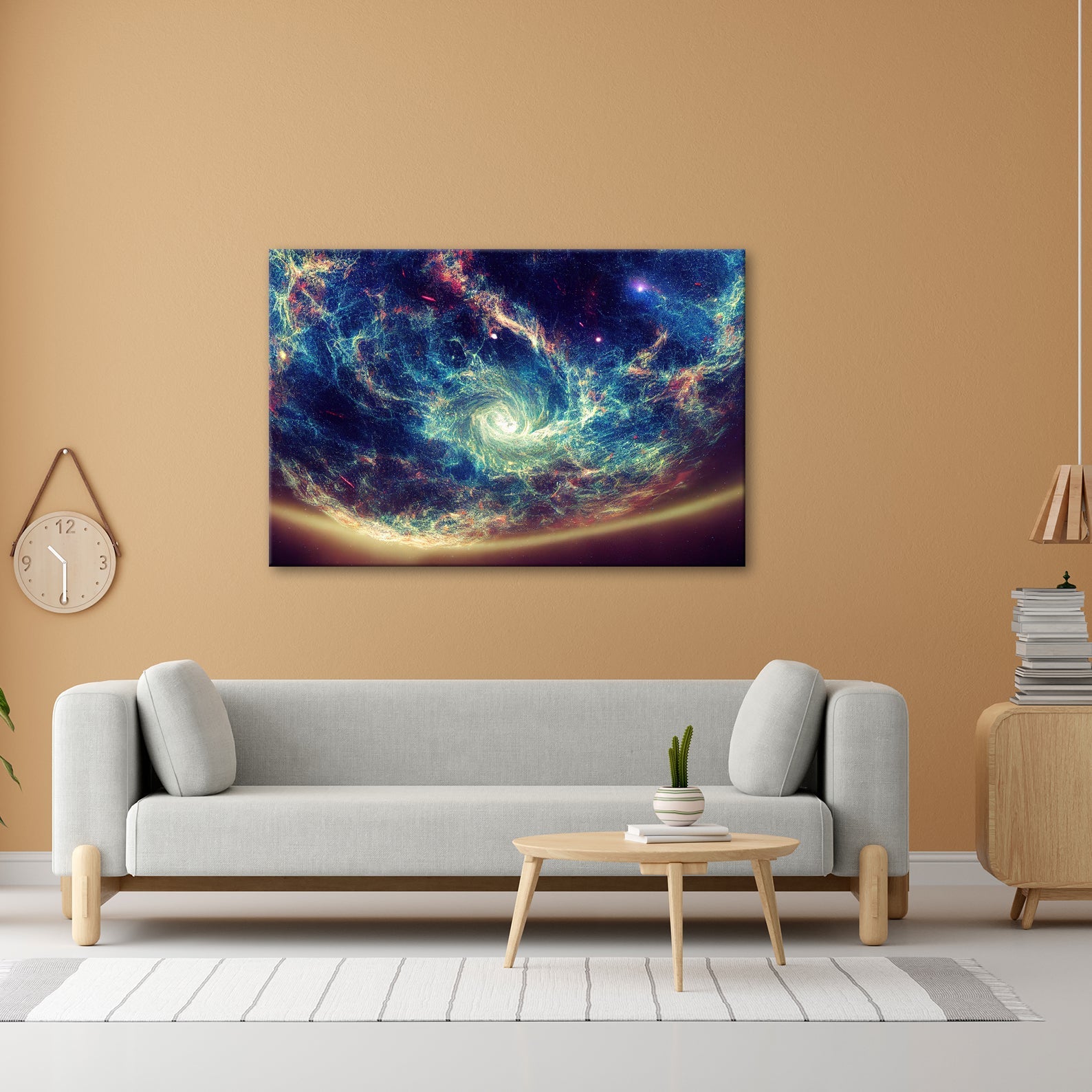 Leinwandbild Leuchtende Galaxie – Wirbelt durch das All XXL Wandbild - deyoli