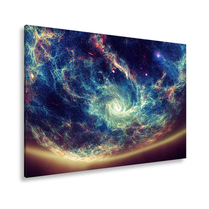 Leinwandbild Leuchtende Galaxie – Wirbelt durch das All XXL Wandbild - deyoli