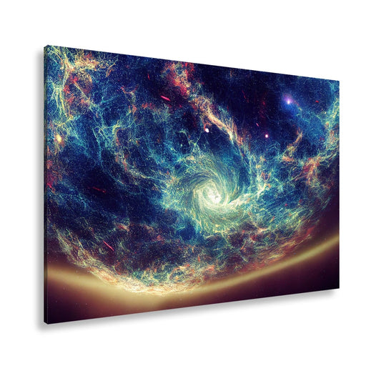 Leinwandbild Leuchtende Galaxie – Wirbelt durch das All XXL Wandbild - deyoli
