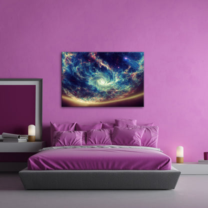 Leinwandbild Leuchtende Galaxie – Wirbelt durch das All XXL Wandbild - deyoli