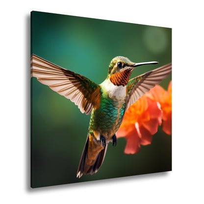 Leinwandbild Leuchtender Flug – der Kolibri als schwebendes Farbenspiel. - deyoli