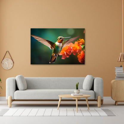 Leinwandbild Leuchtender Flug – der Kolibri als schwebendes Farbenspiel. - deyoli