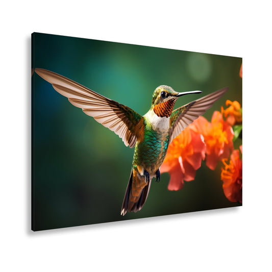 Leinwandbild Leuchtender Flug – der Kolibri als schwebendes Farbenspiel. - deyoli
