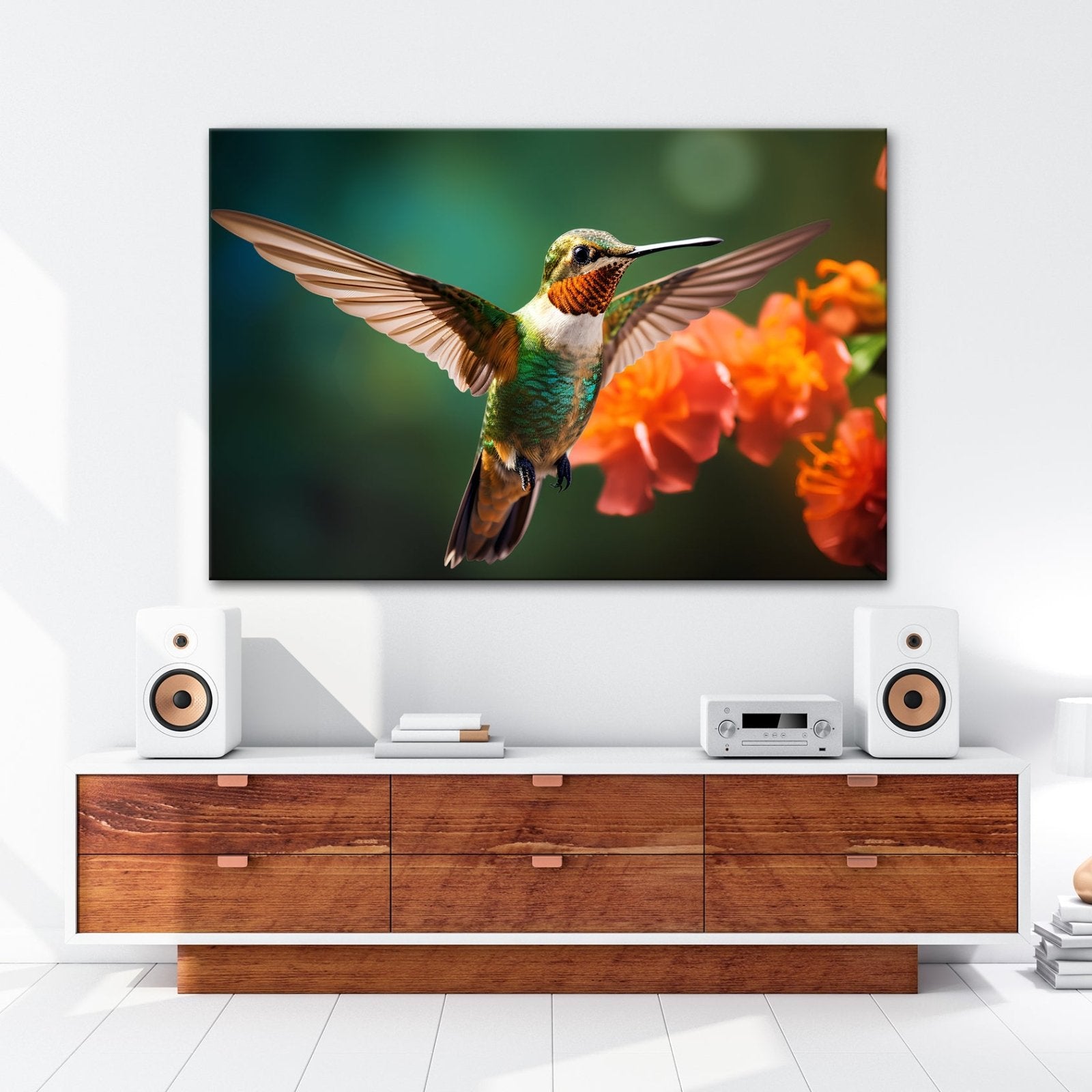 Leinwandbild Leuchtender Flug – der Kolibri als schwebendes Farbenspiel. - deyoli