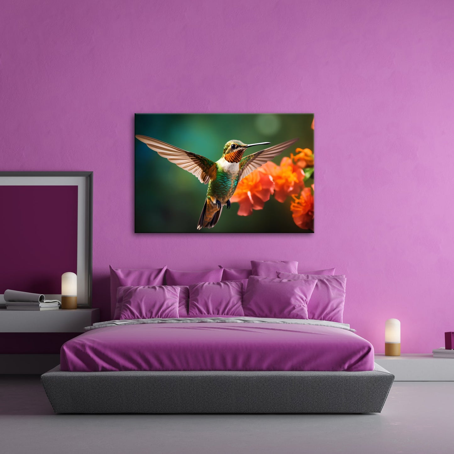 Leinwandbild Leuchtender Flug – der Kolibri als schwebendes Farbenspiel. - deyoli