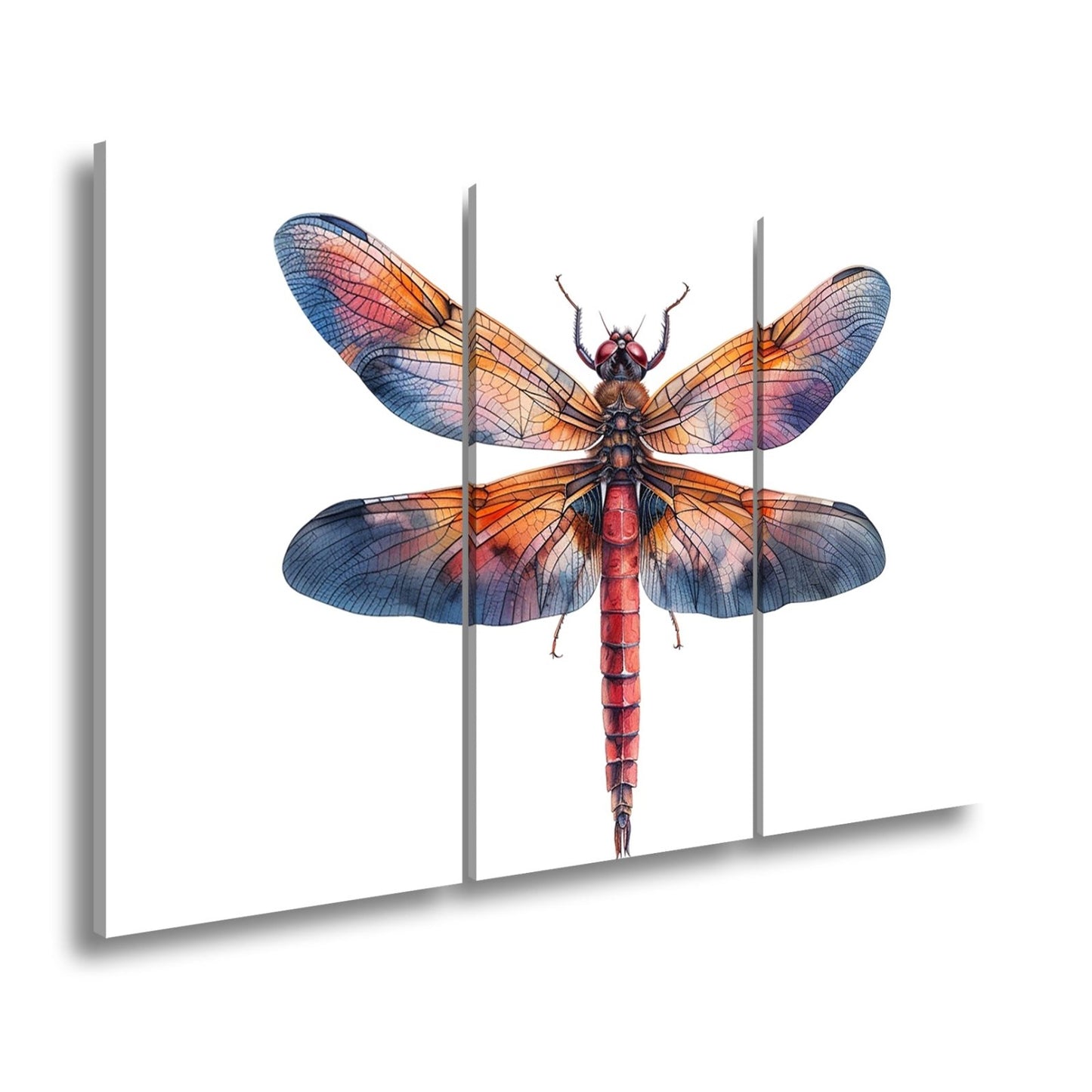 Leinwandbild Libelle in Aquarelloptik mit lebendigen Farben - deyoli