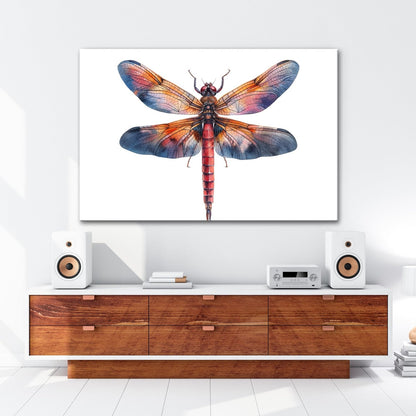 Leinwandbild Libelle in Aquarelloptik mit lebendigen Farben - deyoli