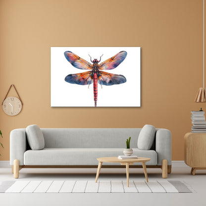 Leinwandbild Libelle in Aquarelloptik mit lebendigen Farben - deyoli