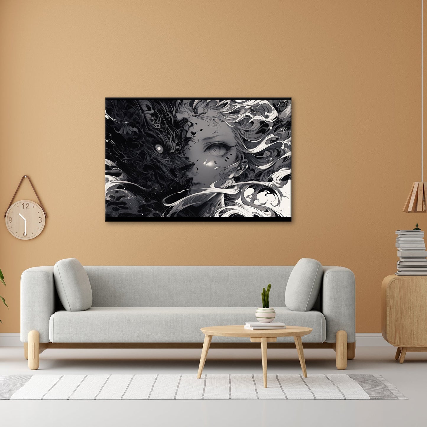 Leinwandbild Licht trifft Schatten – zwei Seelen in einem Gesicht. - deyoli