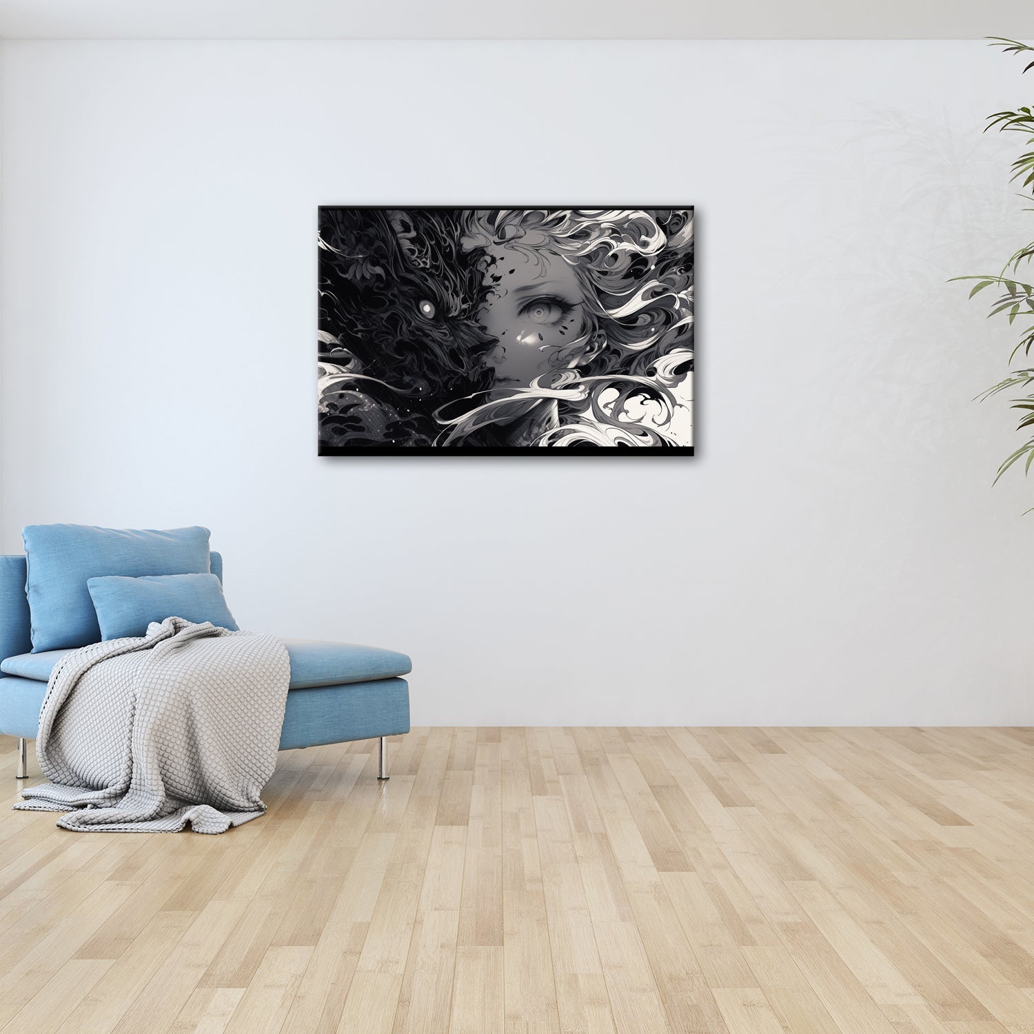 Leinwandbild Licht trifft Schatten – zwei Seelen in einem Gesicht. - deyoli