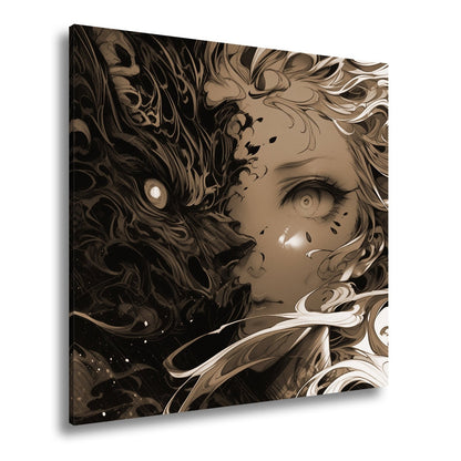 Leinwandbild Licht trifft Schatten – zwei Seelen in einem Gesicht. - deyoli