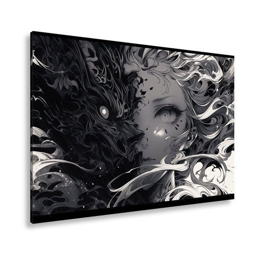 Leinwandbild Licht trifft Schatten – zwei Seelen in einem Gesicht. - deyoli