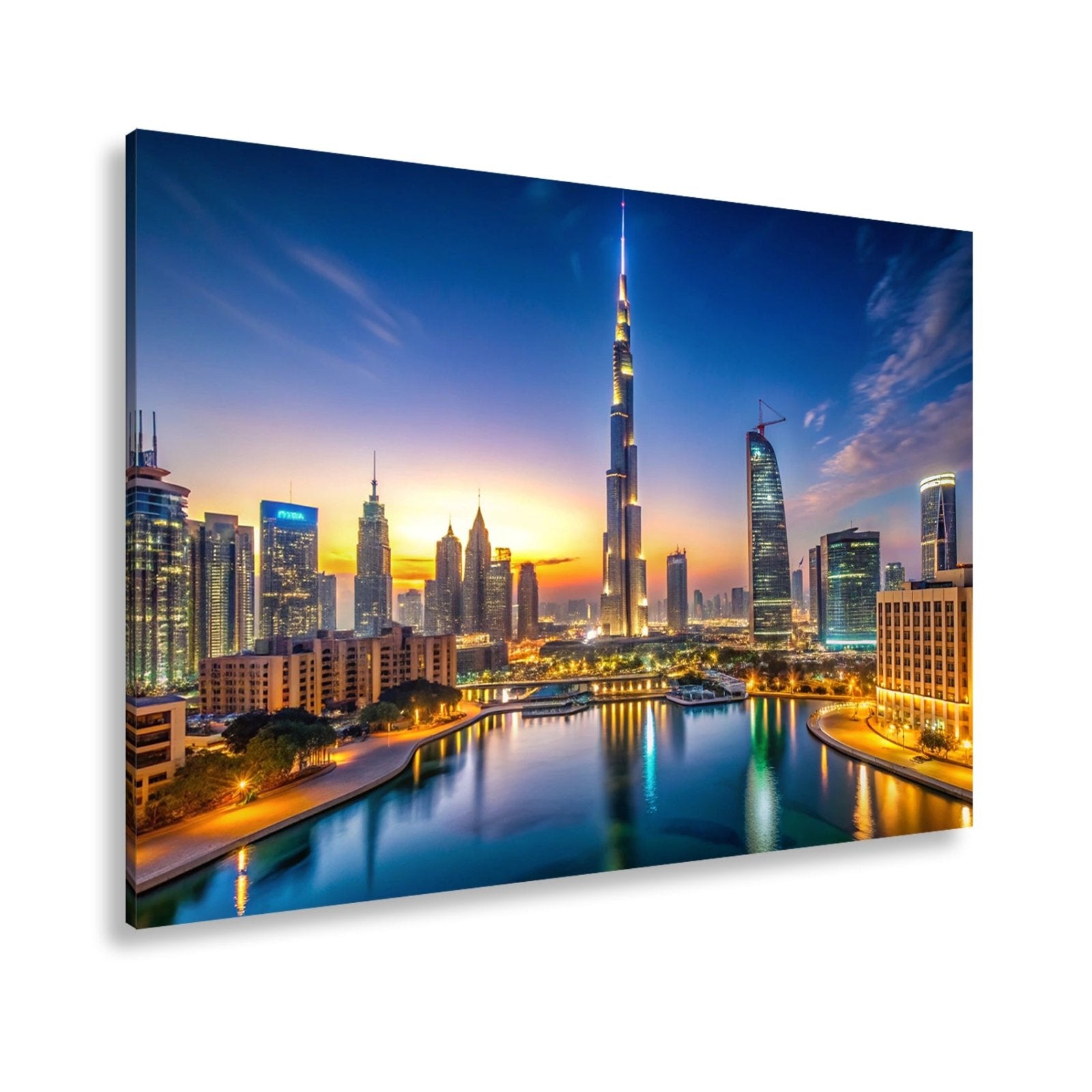 Leinwandbild Lichterglanz in Dubais nächtlicher Skyline – XXL - deyoli