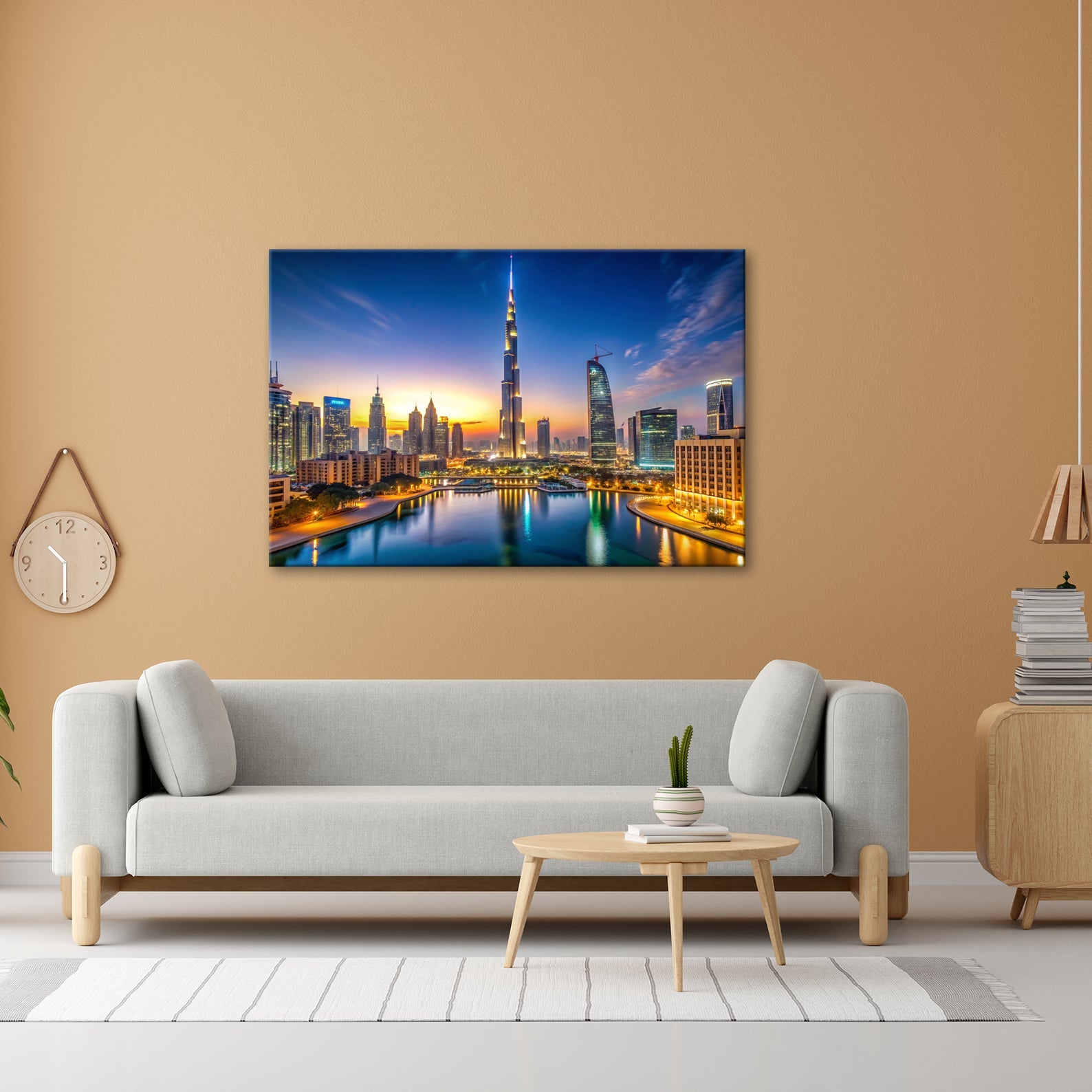 Leinwandbild Lichterglanz in Dubais nächtlicher Skyline – XXL - deyoli