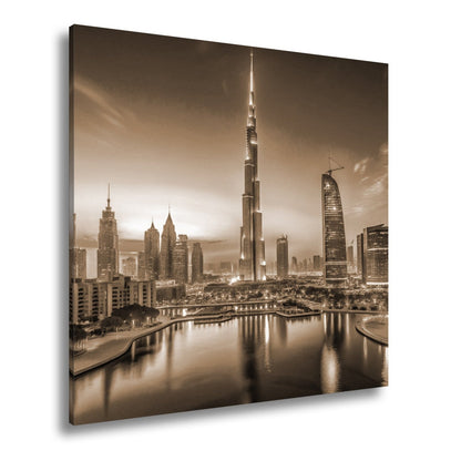 Leinwandbild Lichterglanz in Dubais nächtlicher Skyline – XXL - deyoli