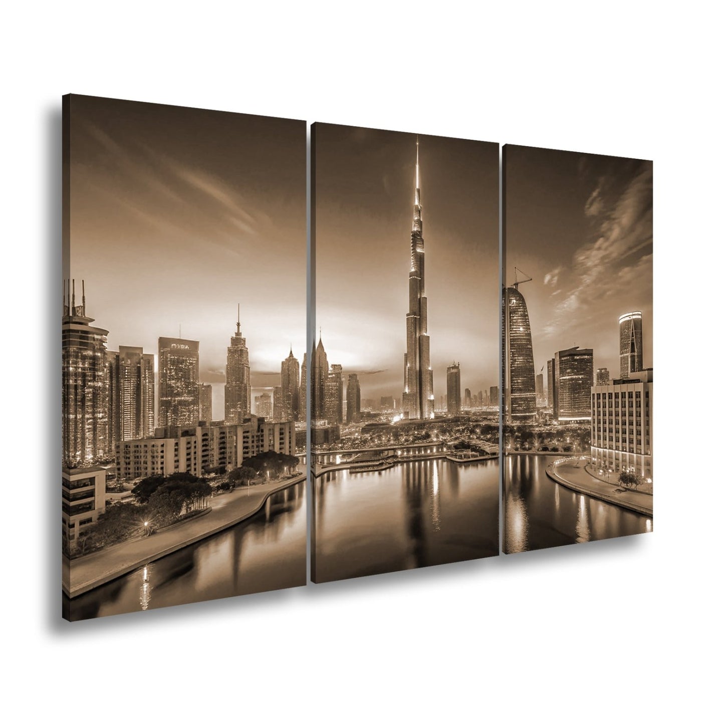 Leinwandbild Lichterglanz in Dubais nächtlicher Skyline – XXL - deyoli