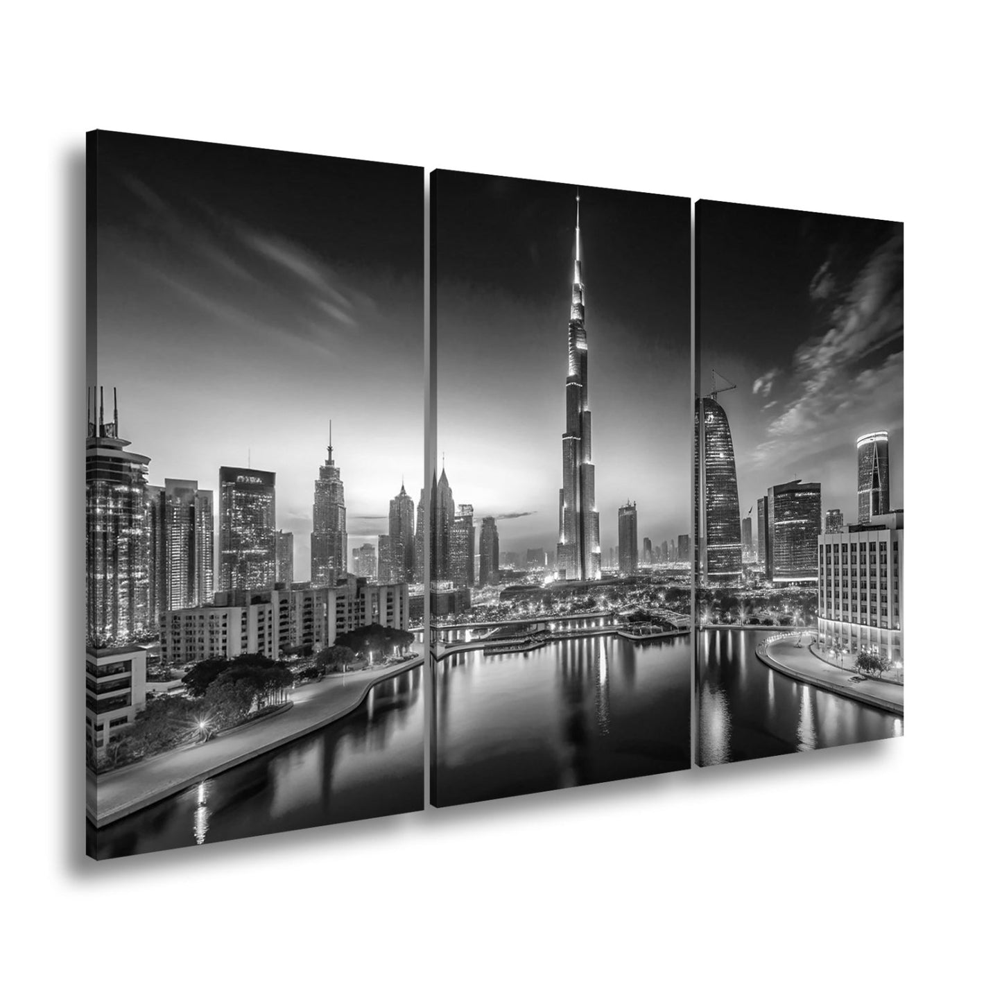 Leinwandbild Lichterglanz in Dubais nächtlicher Skyline – XXL - deyoli