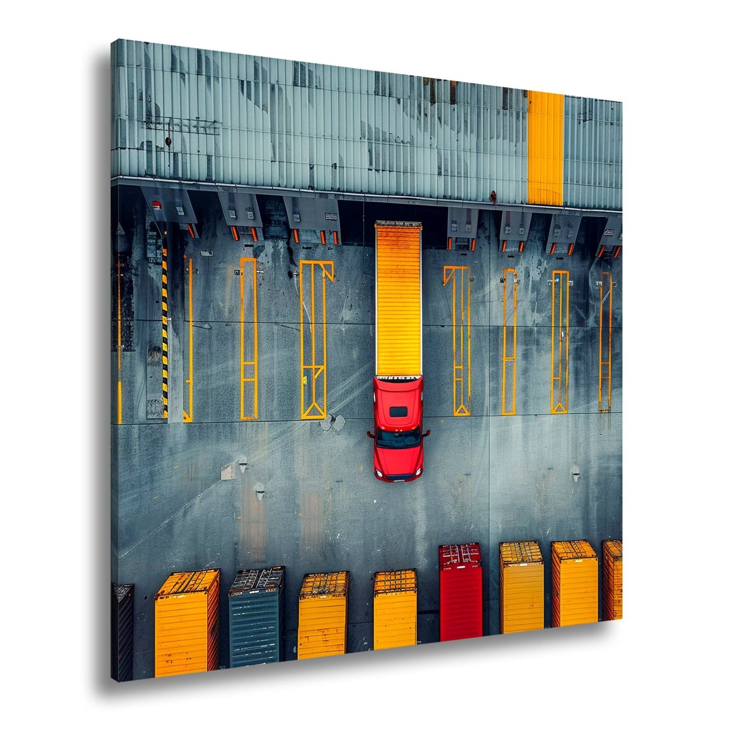 Leinwandbild LKW Transport goldene Linien industrielle Perfektion XXL – Logistik - deyoli