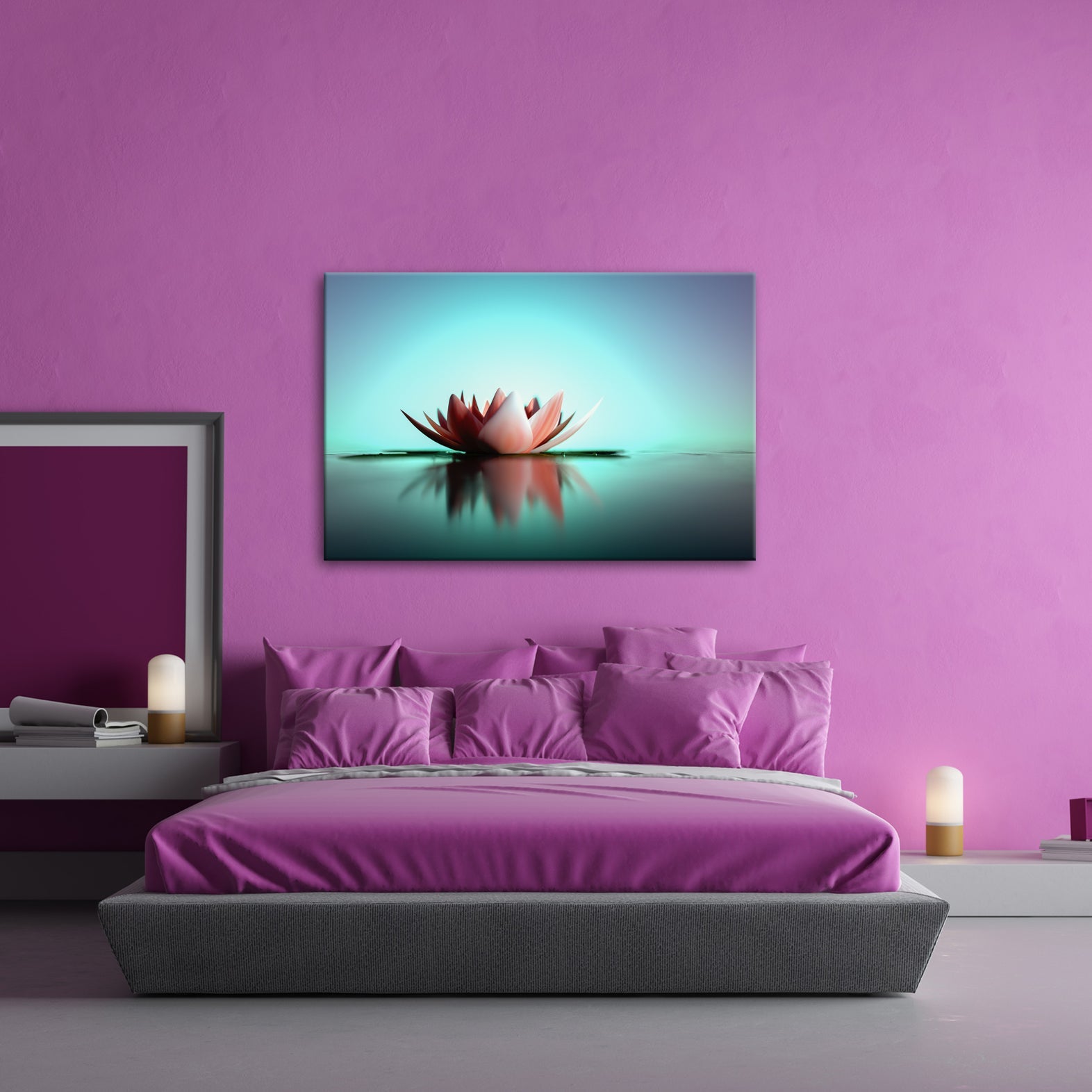 Leinwandbild Lotus im Morgenglühen – still, edel, vollkommen im Licht. - deyoli