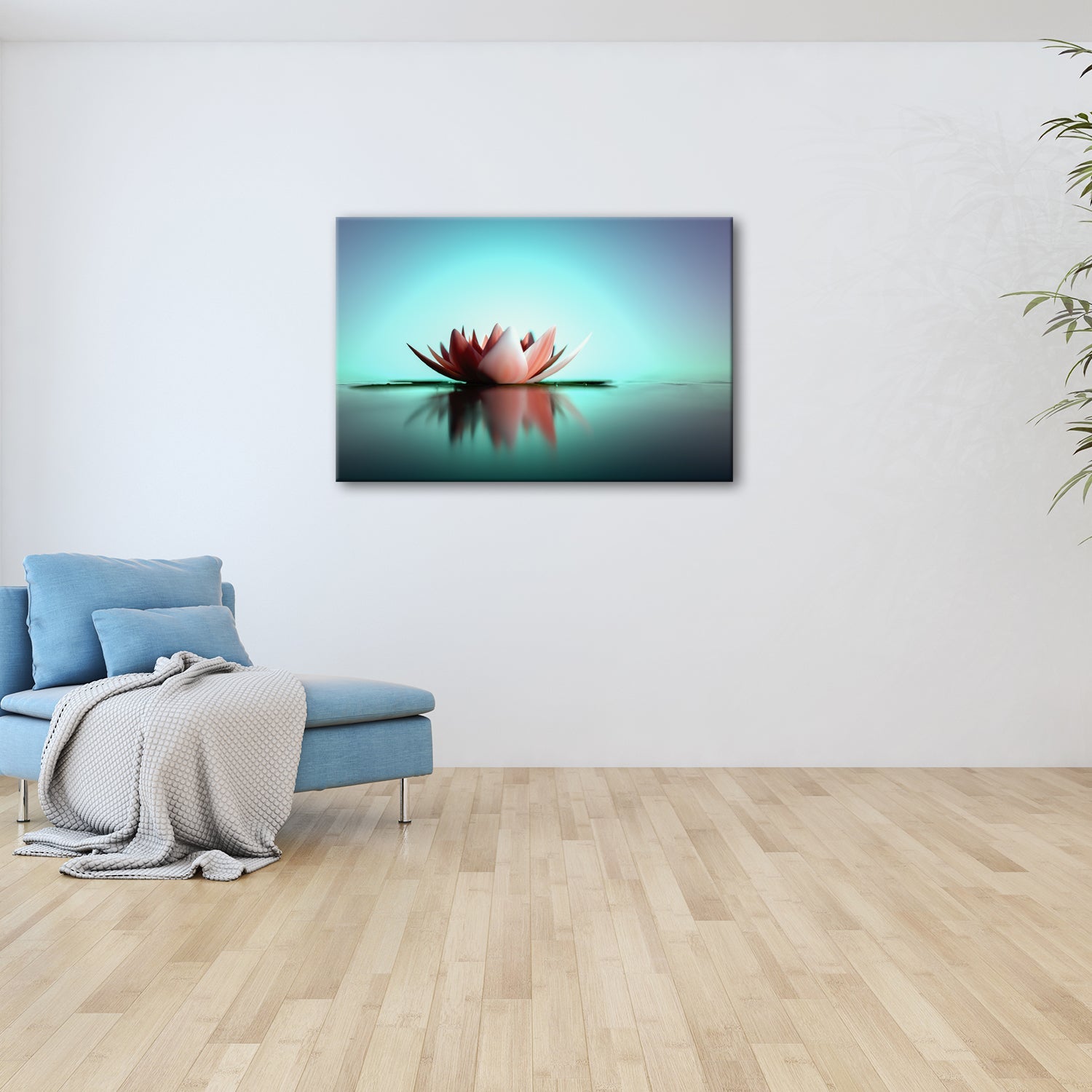 Leinwandbild Lotus im Morgenglühen – still, edel, vollkommen im Licht. - deyoli