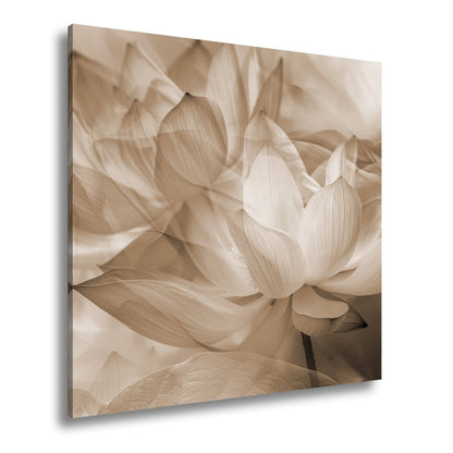 Leinwandbild Lotus im Nebeltraum – Blüten schweben in zartem Licht. - deyoli