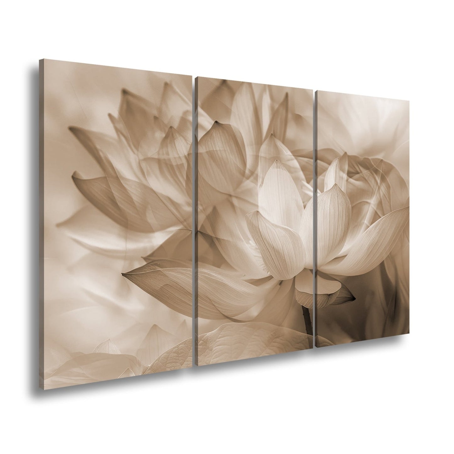 Leinwandbild Lotus im Nebeltraum – Blüten schweben in zartem Licht. - deyoli