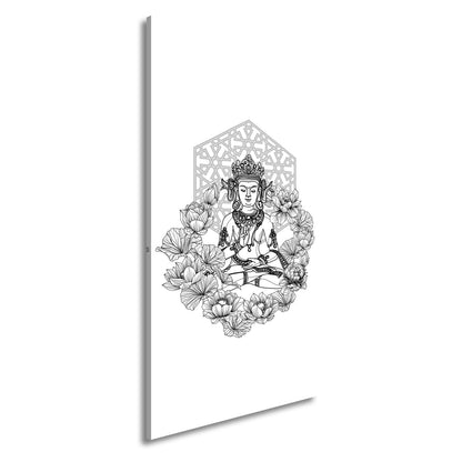 Leinwandbild Lotus umrahmt den Buddha in stiller, heiliger Linie. - deyoli