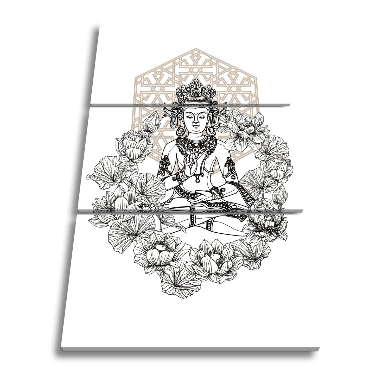 Leinwandbild Lotus umrahmt den Buddha in stiller, heiliger Linie. - deyoli
