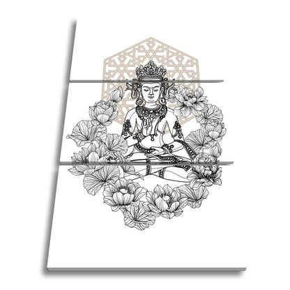 Leinwandbild Lotus umrahmt den Buddha in stiller, heiliger Linie. - deyoli