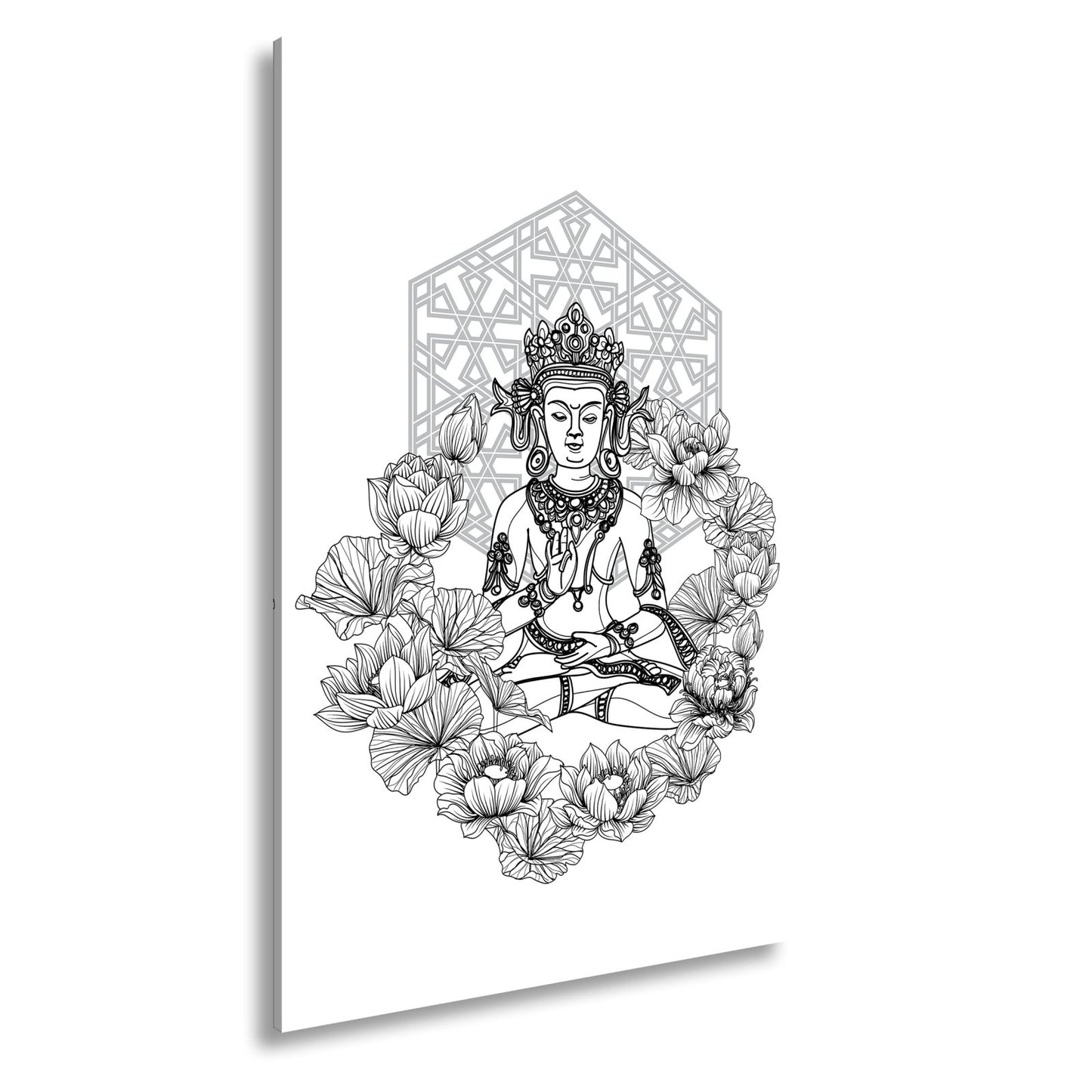 Leinwandbild Lotus umrahmt den Buddha in stiller, heiliger Linie. - deyoli