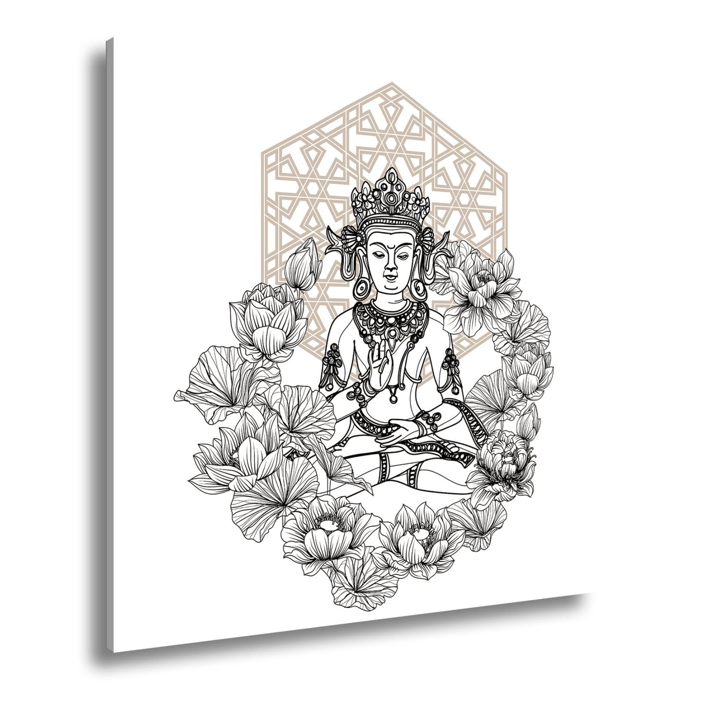 Leinwandbild Lotus umrahmt den Buddha in stiller, heiliger Linie. - deyoli