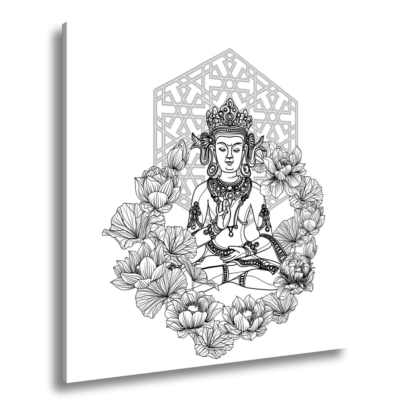 Leinwandbild Lotus umrahmt den Buddha in stiller, heiliger Linie. - deyoli