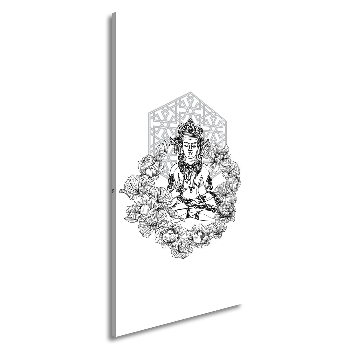 Leinwandbild Lotus umrahmt den Buddha in stiller, heiliger Linie. - deyoli