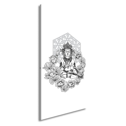 Leinwandbild Lotus umrahmt den Buddha in stiller, heiliger Linie. - deyoli