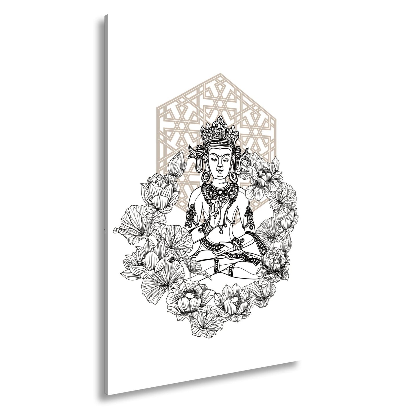Leinwandbild Lotus umrahmt den Buddha in stiller, heiliger Linie. - deyoli