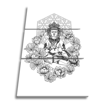 Leinwandbild Lotus umrahmt den Buddha in stiller, heiliger Linie. - deyoli