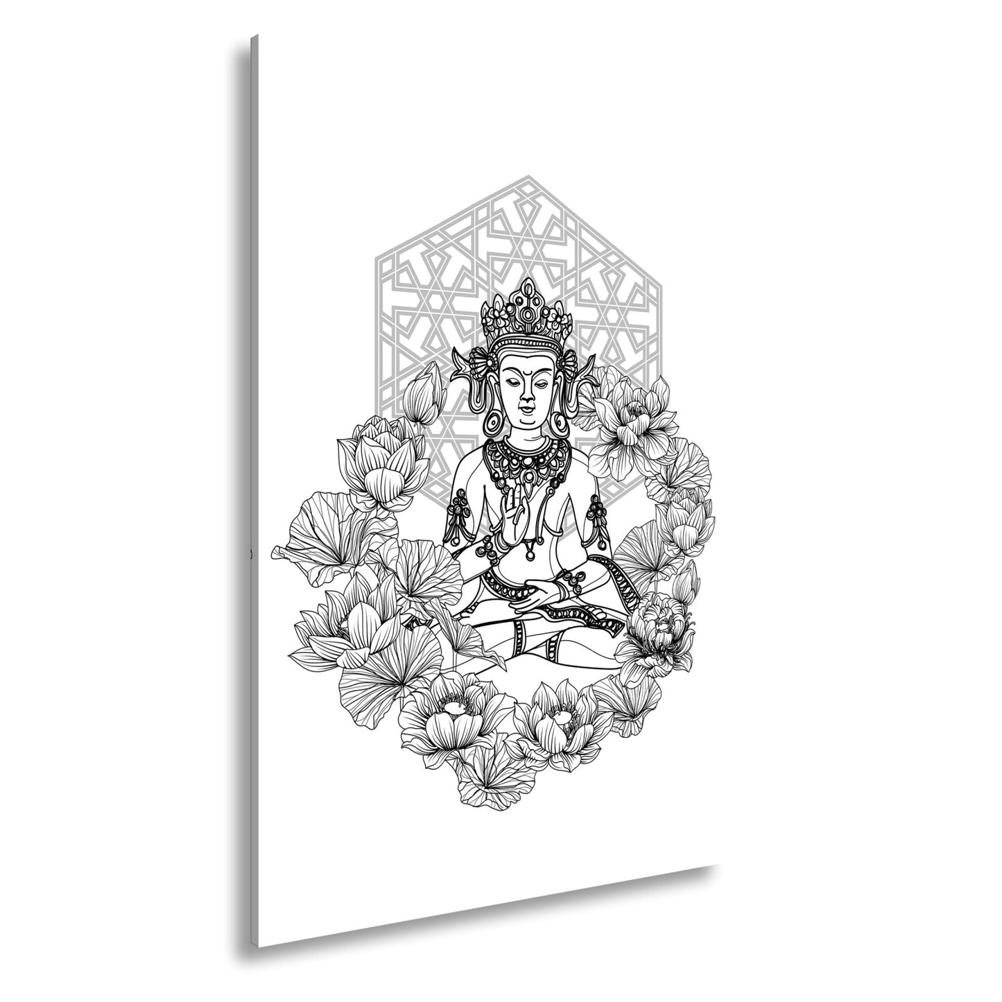 Leinwandbild Lotus umrahmt den Buddha in stiller, heiliger Linie. - deyoli