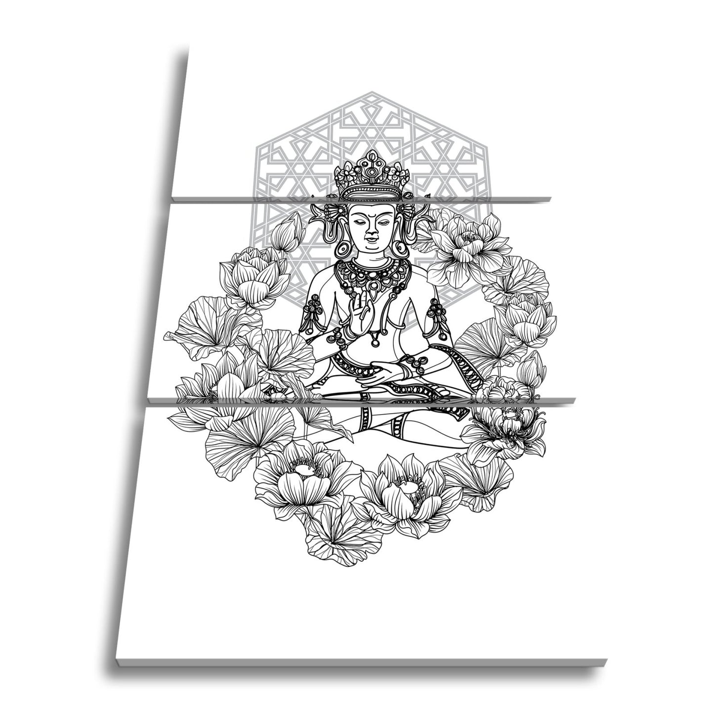 Leinwandbild Lotus umrahmt den Buddha in stiller, heiliger Linie. - deyoli