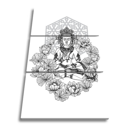 Leinwandbild Lotus umrahmt den Buddha in stiller, heiliger Linie. - deyoli
