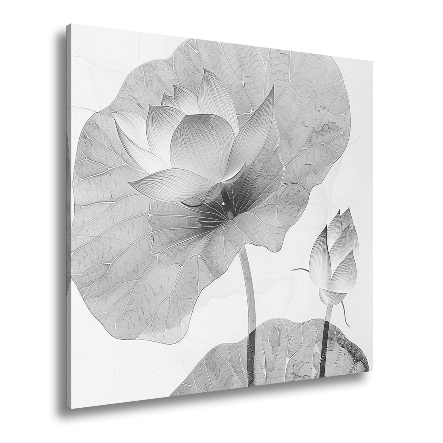 Leinwandbild Lotuspoesie – filigrane Blüten auf zarten Aquarelladern. - deyoli