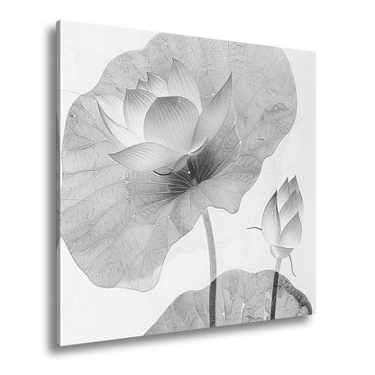Leinwandbild Lotuspoesie – filigrane Blüten auf zarten Aquarelladern. - deyoli